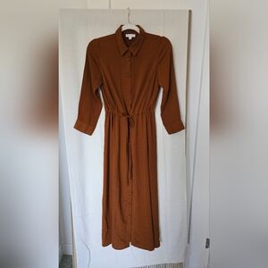 Warehouse brown button down shirt dress